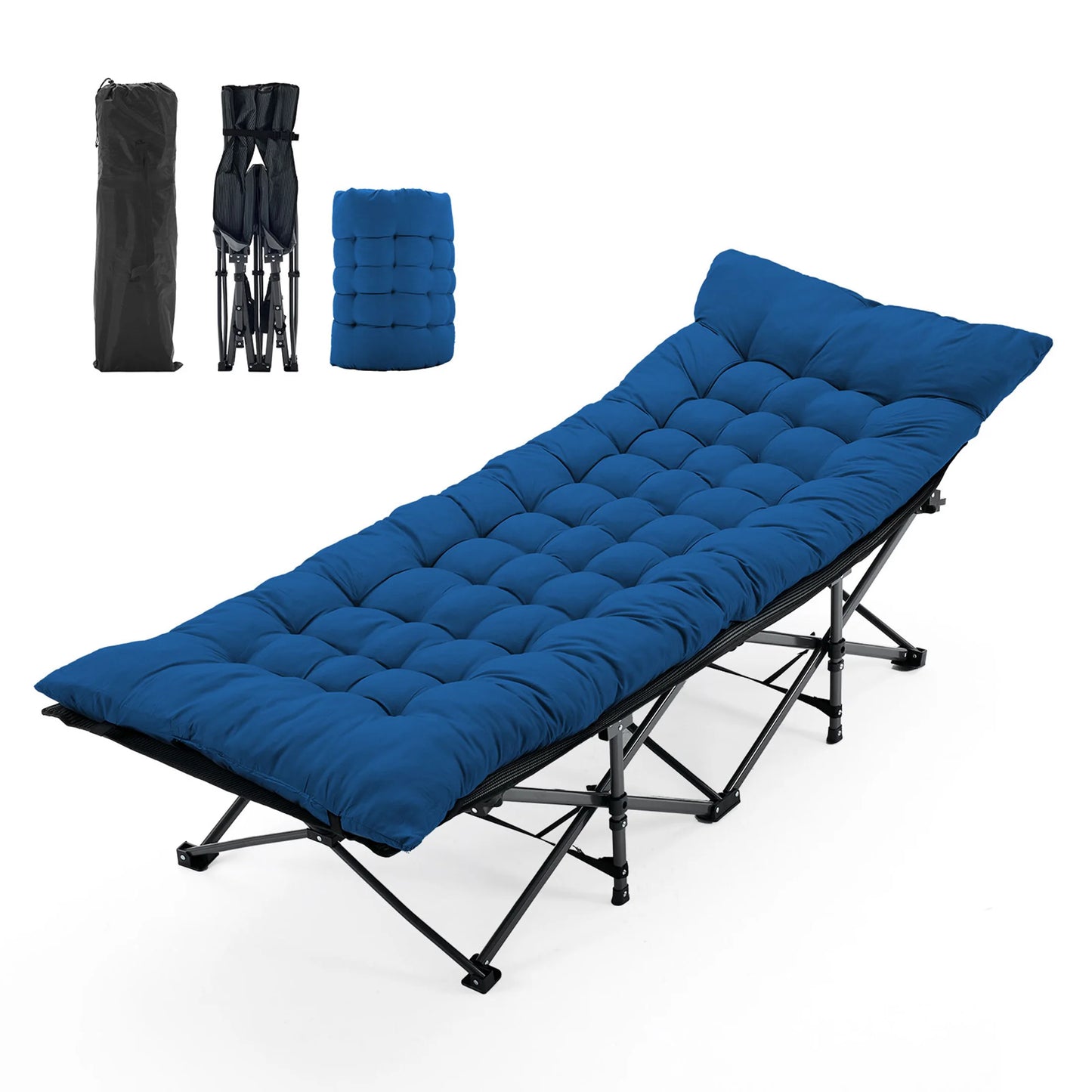 JHK Foldable Camping Cot With Cushion For Outdoor Adventures