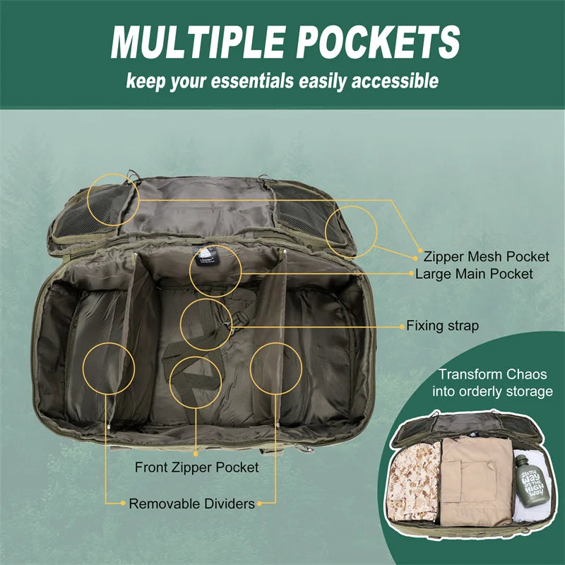 LQARMY Tactical Molle Backpack For Outdoor Travel Hiking And Camping
