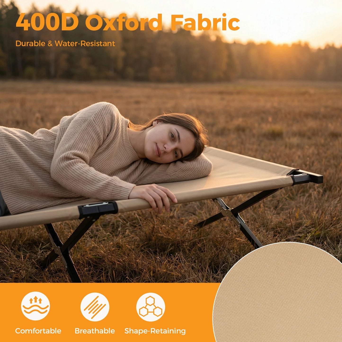 JHK Portable Folding Camping Cot With Sturdy Steel Frame