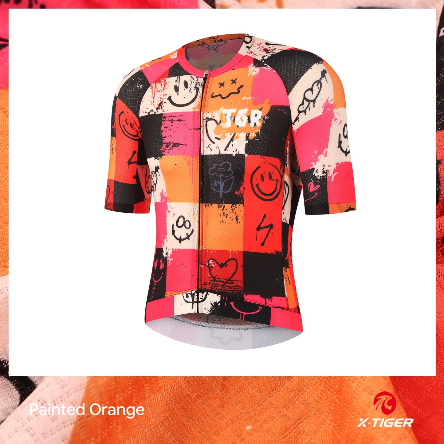 X-Tiger Men's Short Sleeve Cycling Jersey With Graffiti Art Style